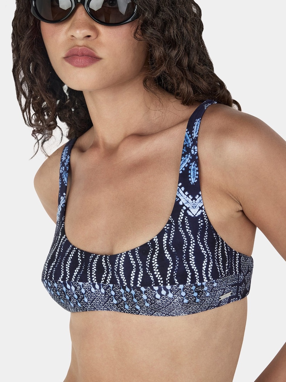 NWT new XS free people Hansen Ottie swim bikini top blue pattern